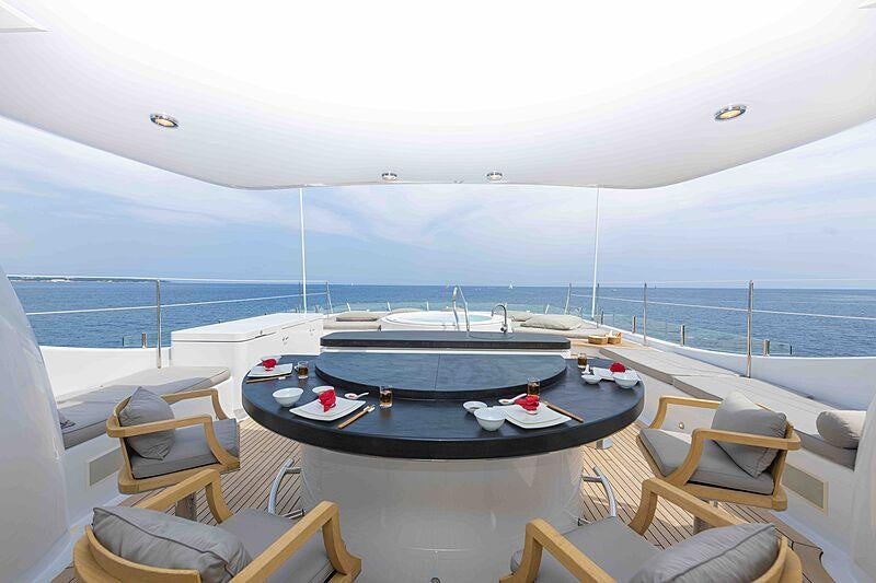 a table on a boat aboard SPIRIT Yacht for Charter