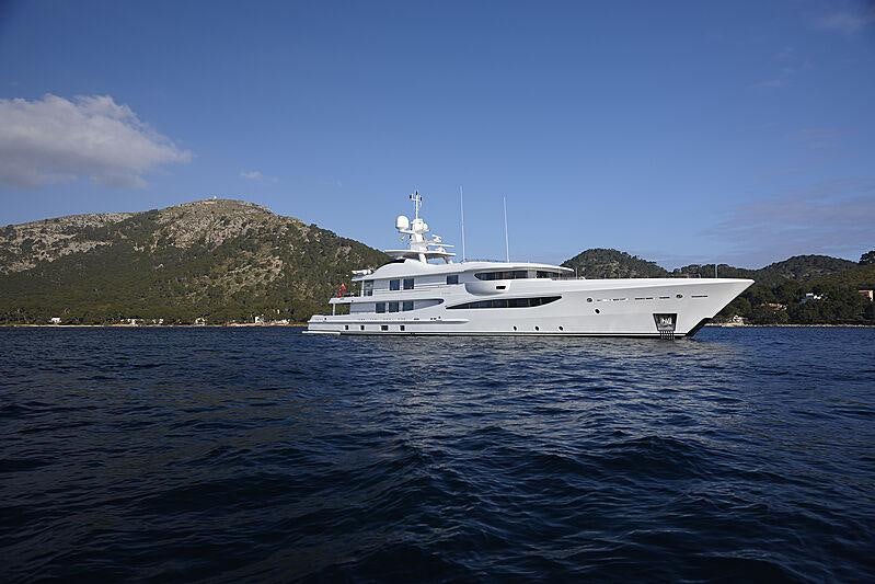 a white boat in the water aboard SPIRIT Yacht for Charter