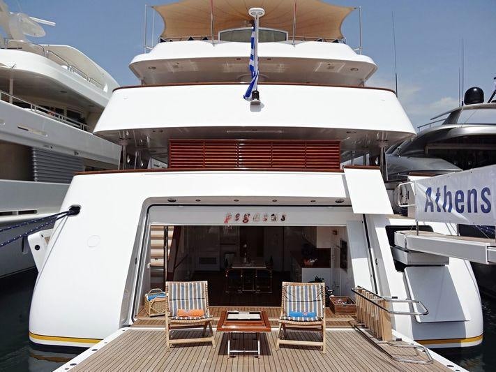 a boat on the water aboard PEGASUS Yacht for Charter