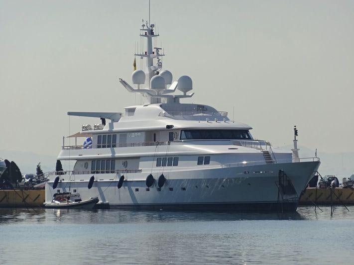 a large white ship aboard VERA Yacht for Charter