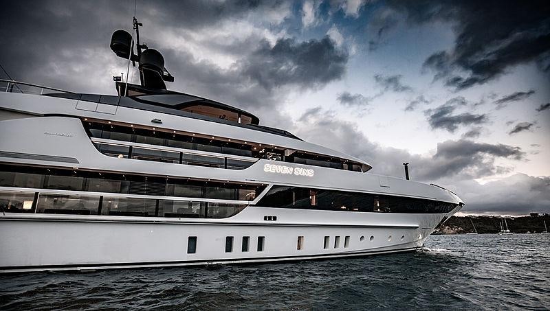 a white yacht in the water aboard SEVEN SINS Yacht for Charter
