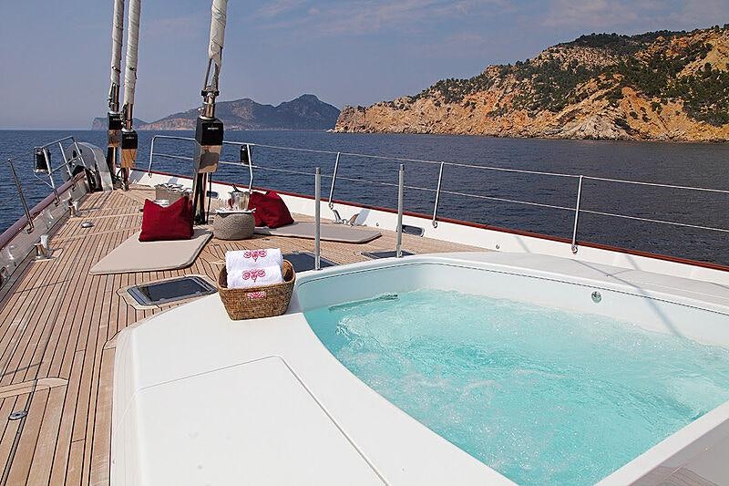 a boat on the water aboard PRANA Yacht for Charter