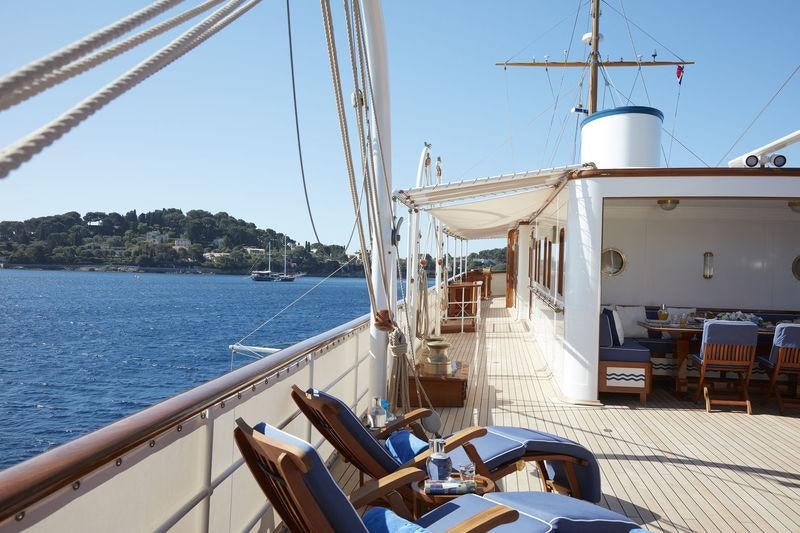 a boat on the water aboard MALAHNE Yacht for Charter