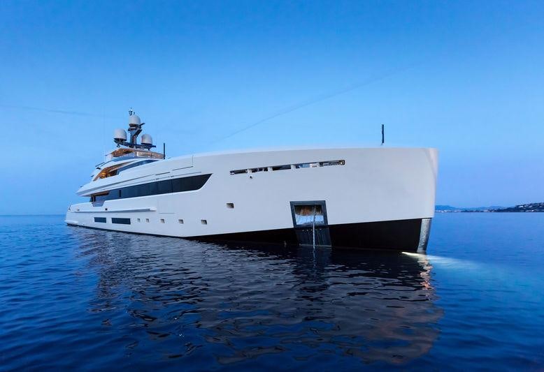 a white boat in the water aboard VERTIGE Yacht for Charter