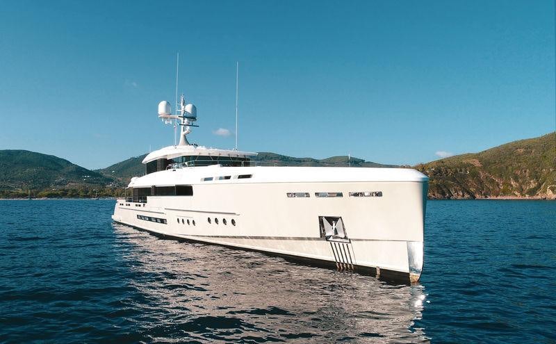 a white ship in the water aboard ENDEAVOUR 2 Yacht for Charter