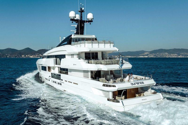 a boat on the water aboard OURANOS Yacht for Charter