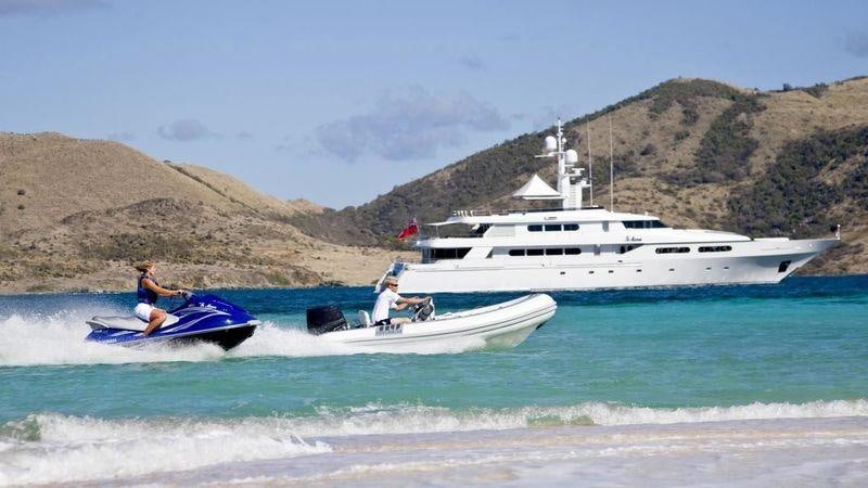 a boat with people in it aboard TE MANU Yacht for Charter