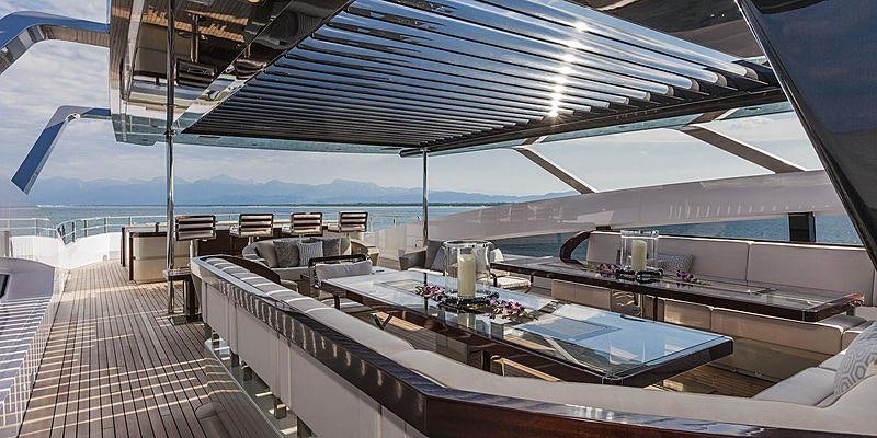 a large room with a pool aboard PARILLION Yacht for Charter