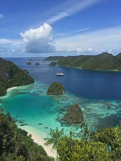 a body of water with islands aboard KUDANIL EXPLORER Yacht for Charter