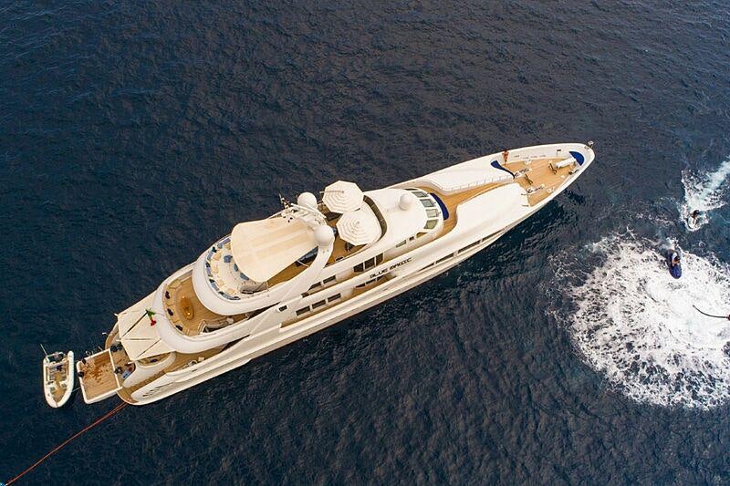 a space ship on the water aboard LUISA Yacht for Charter