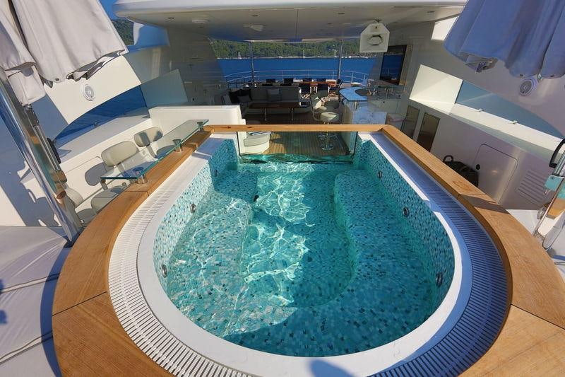 a large indoor swimming pool aboard QUASAR Yacht for Charter