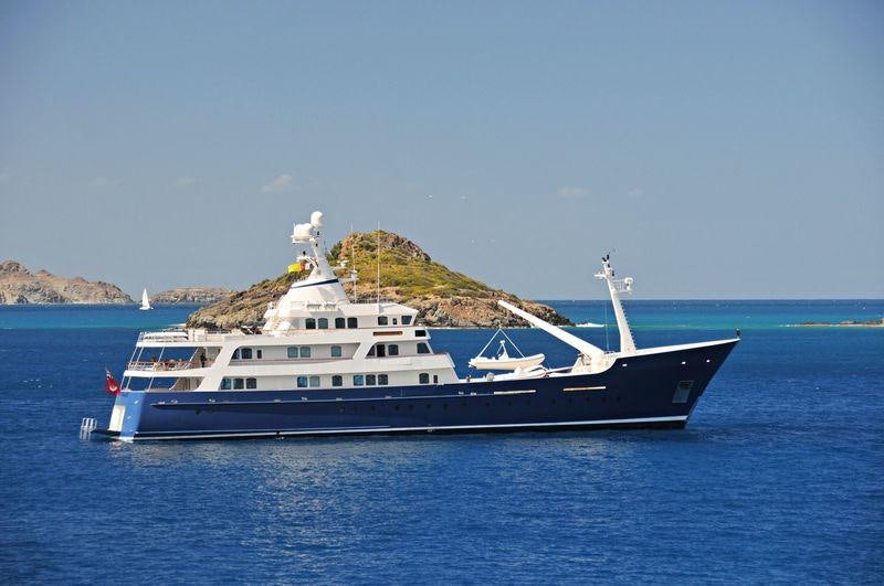 a boat in the water aboard PIONEER Yacht for Charter