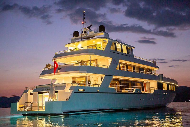 a large white and blue boat aboard OCEAN BREEZE Yacht for Charter