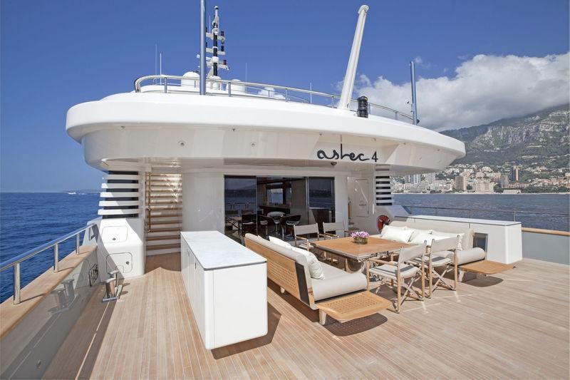 a large white ship docked aboard ASLEC 4 Yacht for Charter