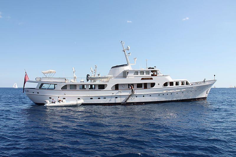 a large boat in the water aboard SECRET LIFE Yacht for Charter