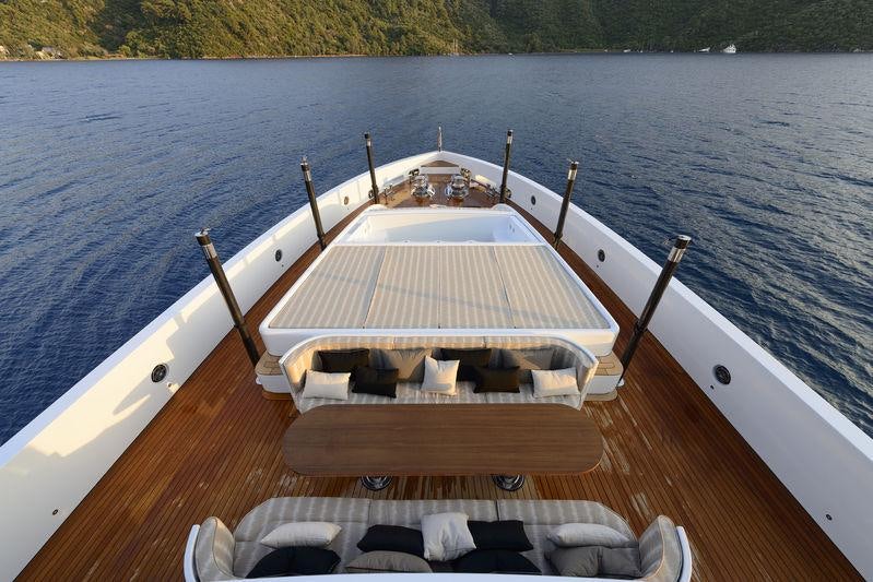 a boat on the water aboard AQUARIUS Yacht for Charter