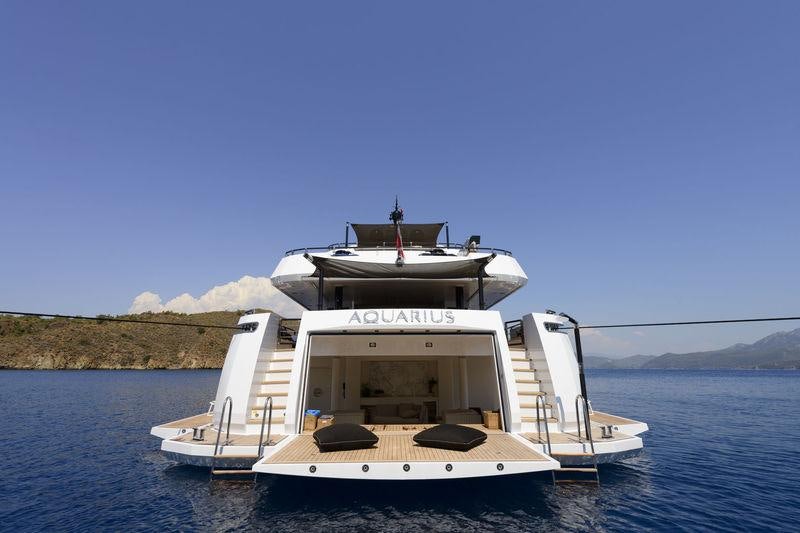 a boat on the water aboard AQUARIUS Yacht for Charter
