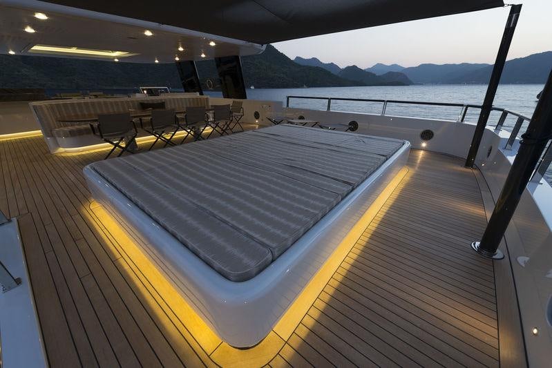 a pool table on a deck aboard AQUARIUS Yacht for Charter