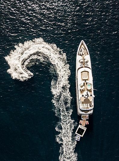 a space shuttle in the sky aboard AMADEUS I Yacht for Charter
