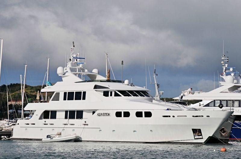 a white yacht in the water aboard M3 Yacht for Charter