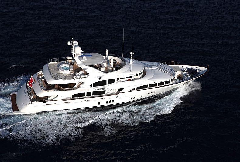 a boat on the water aboard HARMONY III Yacht for Charter