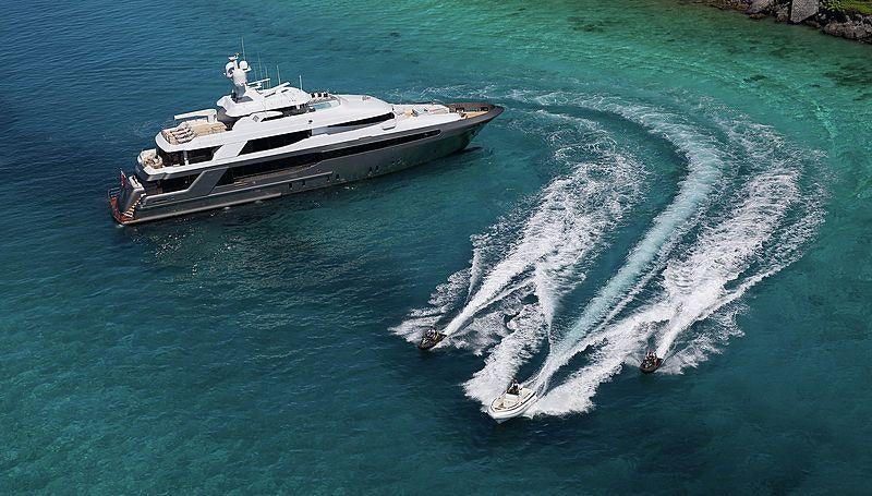 a boat on the water aboard MUCHOS MAS Yacht for Charter