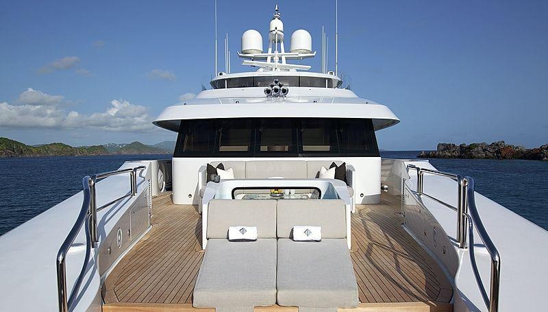 a boat on a body of water aboard MUCHOS MAS Yacht for Charter
