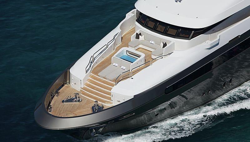 a large ship on the water aboard MUCHOS MAS Yacht for Charter