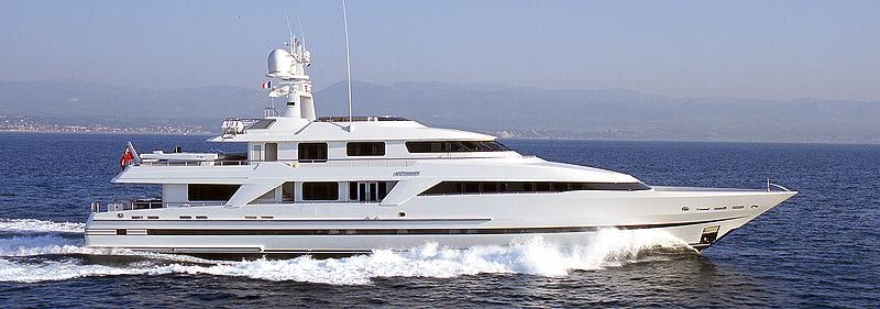 a large white boat in the water aboard DEEP BLUE II Yacht for Charter