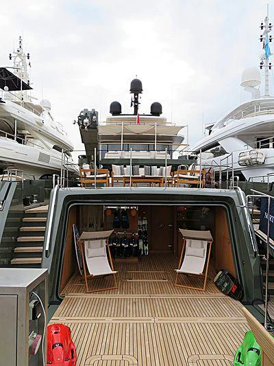 a boat on a deck aboard SUR LA MER Yacht for Charter