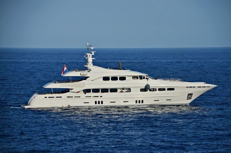 a white yacht in the water aboard LATITUDE Yacht for Charter