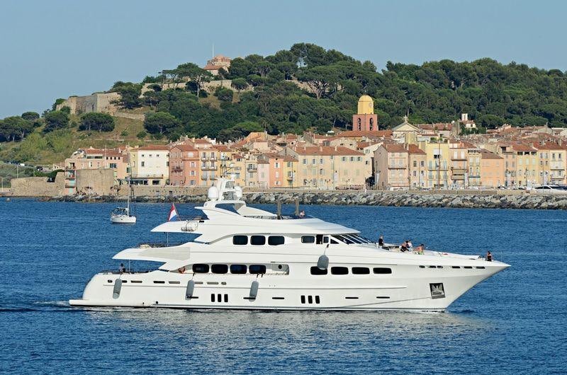 a boat in the water aboard LATITUDE Yacht for Charter