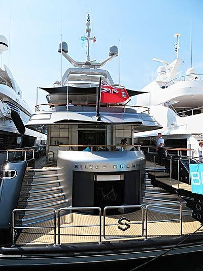 a boat with a dock aboard SILVER DREAM Yacht for Charter