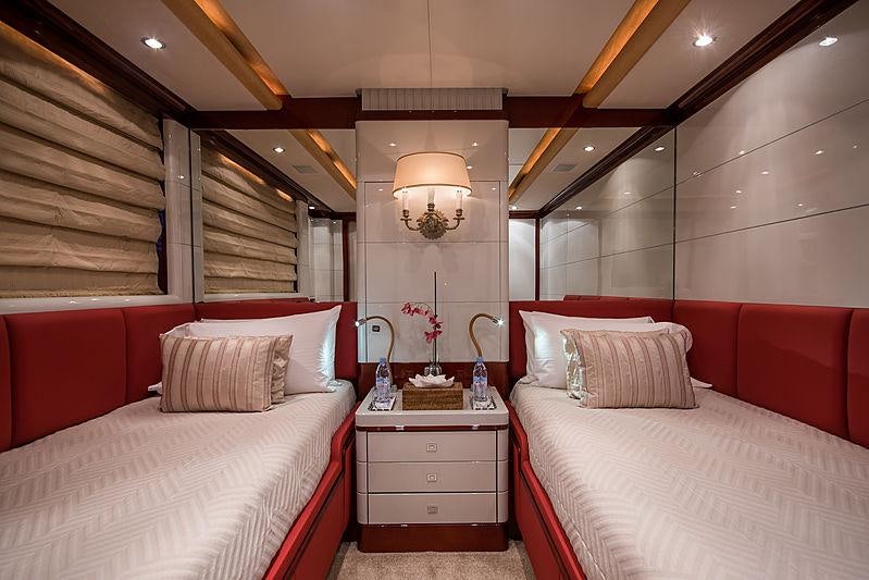 a room with two beds aboard DIANE Yacht for Charter