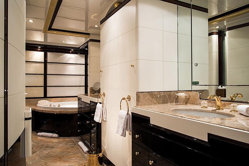 a bathroom with a large tub aboard DIANE Yacht for Charter
