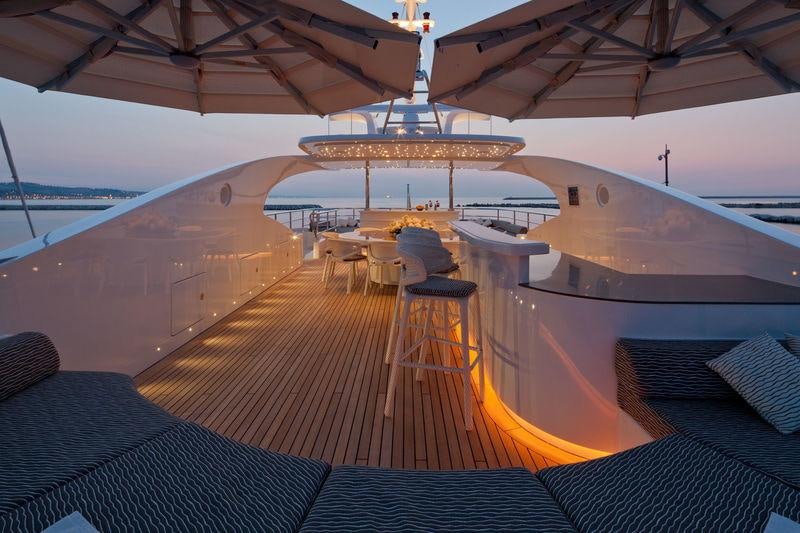 inside of an airplane aboard AZIZA Yacht for Charter