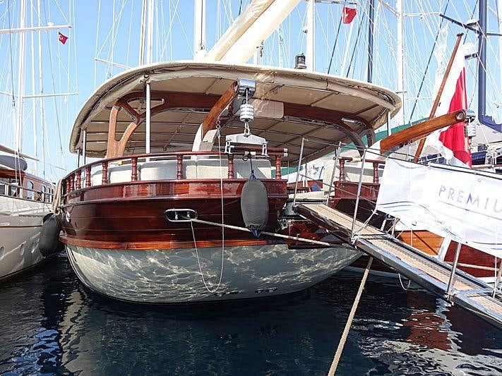 a group of boats are parked in a harbor aboard ZELDA Yacht for Charter
