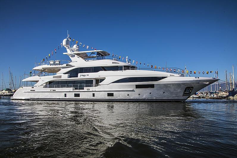 a white yacht in the water aboard HAPPY ME Yacht for Charter