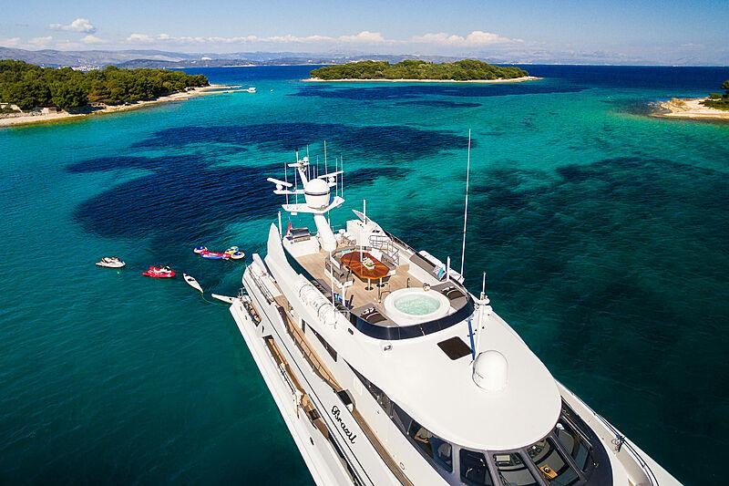 a high angle view of a boat aboard BRAZIL Yacht for Charter