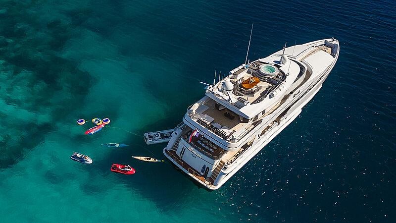 a high angle view of a ship aboard BRAZIL Yacht for Charter