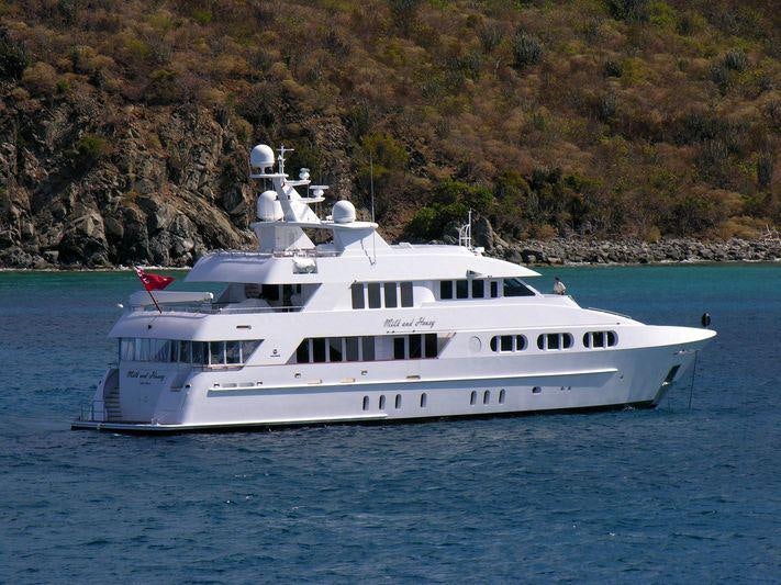 a white yacht on the water aboard LEVERAGE Yacht for Charter