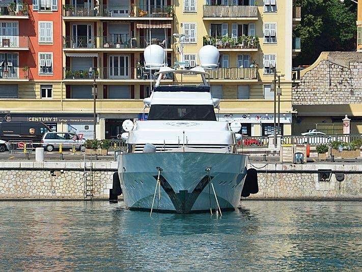 a boat docked at a pier aboard INDIGO STAR I Yacht for Charter