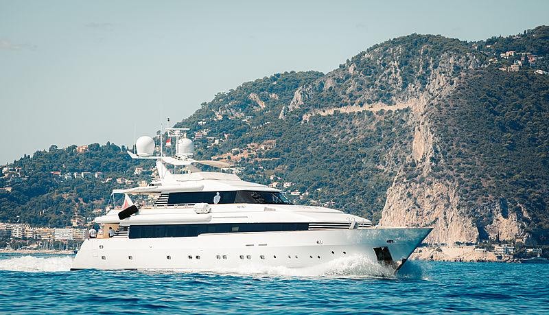 a white yacht in the water aboard INDIGO STAR I Yacht for Charter