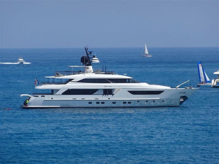 a white yacht in the water aboard SUD Yacht for Charter