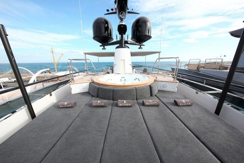 a deck with a large telescope aboard SUD Yacht for Charter