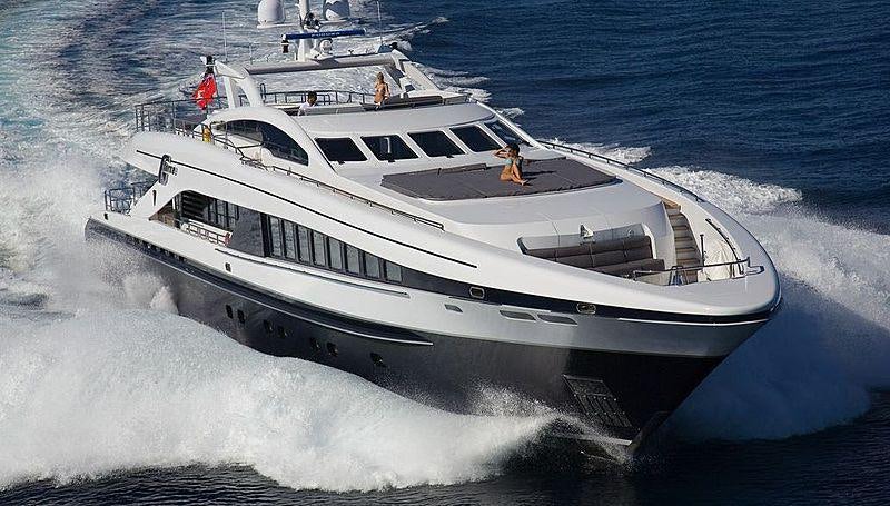 a white yacht on the water aboard G-FORCE Yacht for Charter