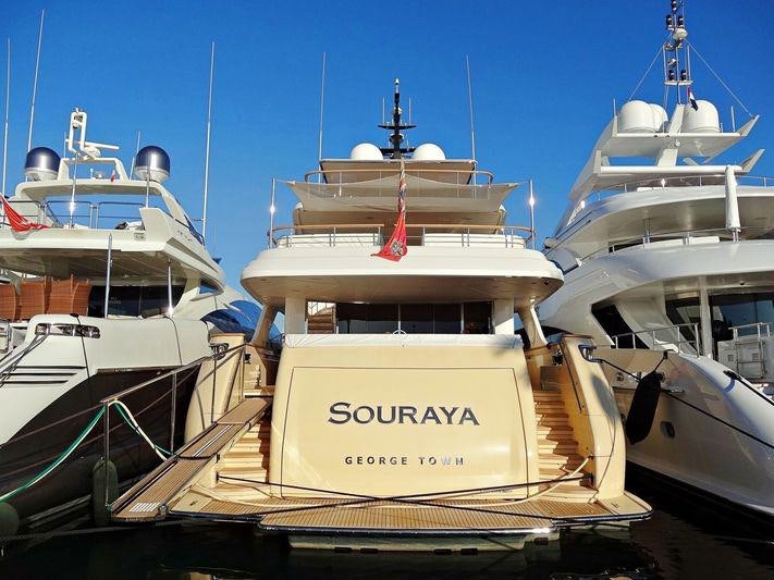a group of boats are parked aboard SOURAYA Yacht for Charter