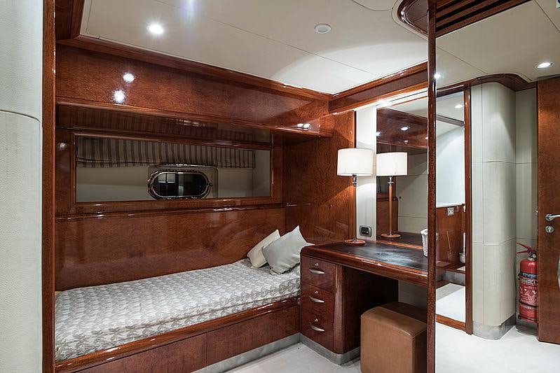 a bed in a room aboard THANDEKA Yacht for Charter