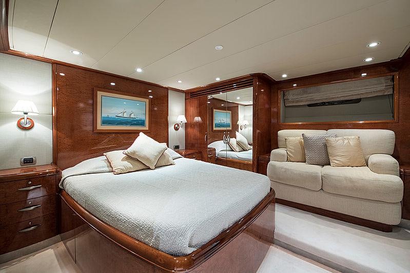 a bed in a room aboard THANDEKA Yacht for Charter