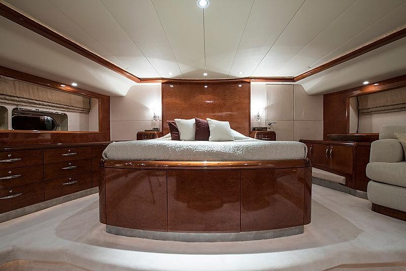a large bed in a room aboard THANDEKA Yacht for Charter